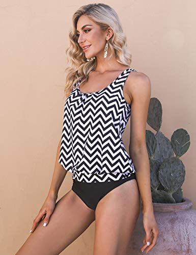 Irevial Tankinis Traje de baño Mujer Dos Piezas Conjunto de Bañador Verano Tankinis Mujer Sexy Push up con Acolchado Interior extraíble Swimsuit para el Mar, Playa, Piscina, Fiesta, Vacaciones