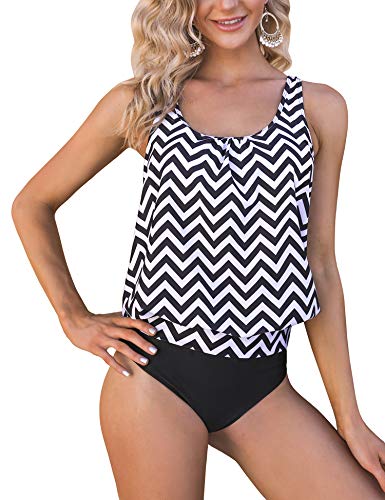 Irevial Tankinis Traje de baño Mujer Dos Piezas Conjunto de Bañador Verano Tankinis Mujer Sexy Push up con Acolchado Interior extraíble Swimsuit para el Mar, Playa, Piscina, Fiesta, Vacaciones