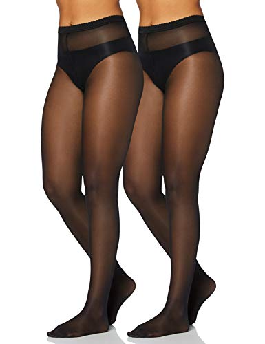 Iris & Lilly by Wolford Medias Mujer, Pack de 2, Negro (Black), S, Label: S
