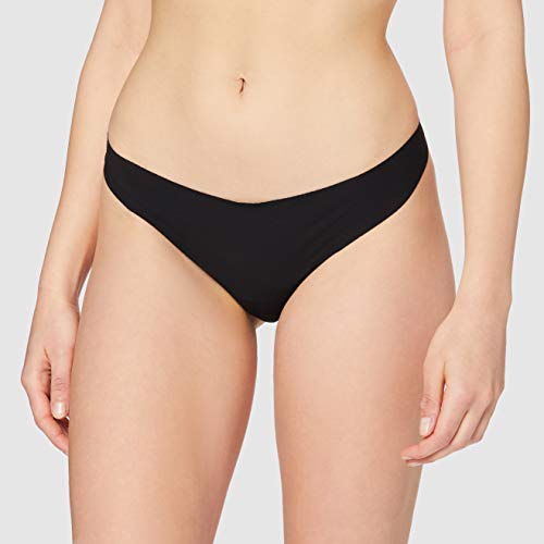 Iris & Lilly Calzoncillo Tanga de Microfibra Mujer, Pack de 5, Negro (Black), XL, Label: XL