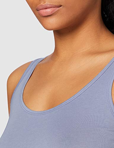 IRIS & LILLY Camiseta de Tirantes de Algodón para Mujer, Pack de 2, 1 x Azul Vaquero & 1 x Azul Brillante, X-Small