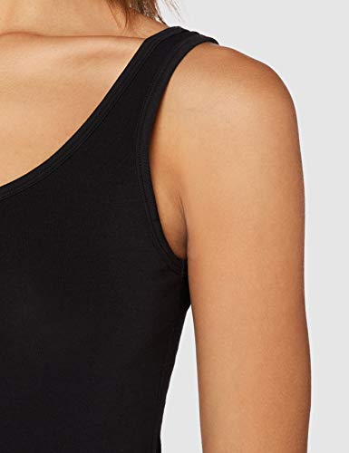 IRIS & LILLY Camiseta de Tirantes de Algodón para Mujer, Pack de 2, 2 x Negro, X-Large