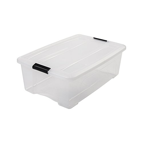 Iris Ohyama New Top Box NTB-30 - lote de 3 cajas apilables de almacenamiento, Transparente, 30 L