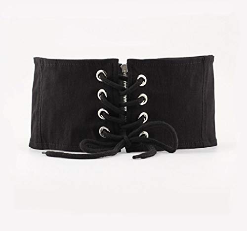 Irypulse Cinturón Mujer Elástico de Corsé Cintura Ancho Corsé Atado Corset de Moda Retro Femenina Cinturóns con ajustable Apropiado Para Abrigo Vestido Negro