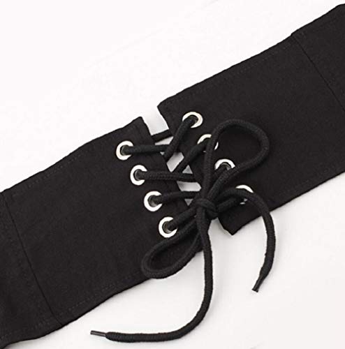 Irypulse Cinturón Mujer Elástico de Corsé Cintura Ancho Corsé Atado Corset de Moda Retro Femenina Cinturóns con ajustable Apropiado Para Abrigo Vestido Negro