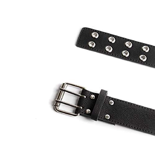 Irypulse Damas Cinturón De Remache Ancho con Hebilla Decorativo Informal Doble Agujero de la PU de la Correa de Cintura Retro Ajustable Cinturones de Mujer Doble Ojal