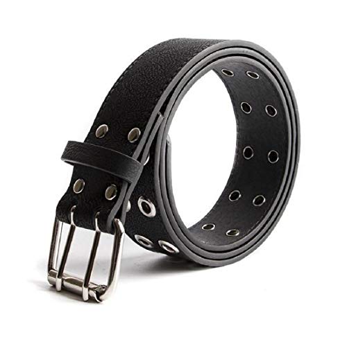 Irypulse Damas Cinturón De Remache Ancho con Hebilla Decorativo Informal Doble Agujero de la PU de la Correa de Cintura Retro Ajustable Cinturones de Mujer Doble Ojal