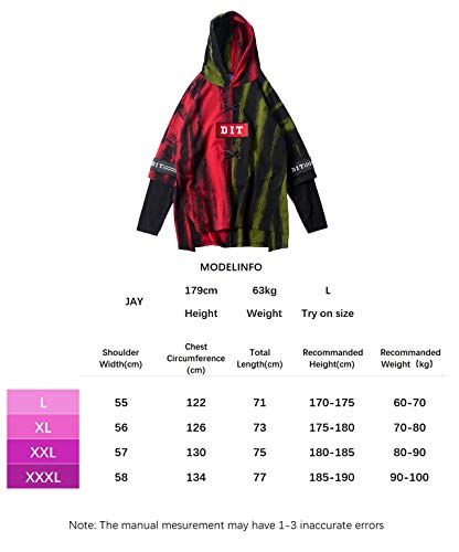 Irypulse Hombre Sudaderas con Capucha Pulóver Sudadera Deportiva Dip Dye Manga Larga Casual Moda Retro Urbana Callejera Estilo Hip Hop Juventud Ocio y Al Aire Libre - Diseño Original