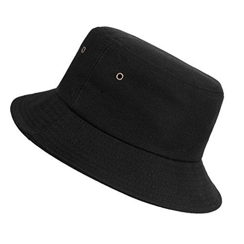 ISIYINER Sombrero del Pescador Algodón Plegable Bucket Hat Unisex Al Aire Libre Negro