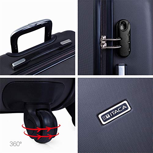 ITACA - Maleta de Viaje rígida 4 Ruedas Trolley 65 cm Mediana de abs. práctica cómoda y Ligera. Calidad Marca y Confianza. Estudiantes y Profesionales. 71160, Color Antracita