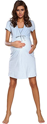 Italian Fashion IF Camisón Premamá | Camisón para Madres jóvenes Hospital (XXL, Azul)