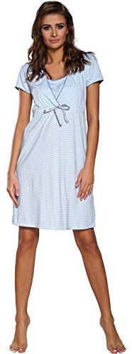 Italian Fashion IF Camisón Premamá | Camisón para Madres jóvenes Hospital (XXL, Azul)