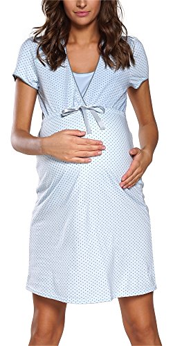 Italian Fashion IF Camisón Premamá | Camisón para Madres jóvenes Hospital (XXL, Azul)