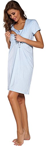 Italian Fashion IF Camisón Premamá | Camisón para Madres jóvenes Hospital (XXL, Azul)