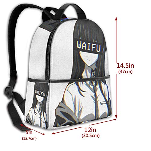 IUBBKI Mochila lateral negra Mochilas informales Kurisu Waifu Student School Bag School Cycling Leisure Travel Camping Outdoor Backpack