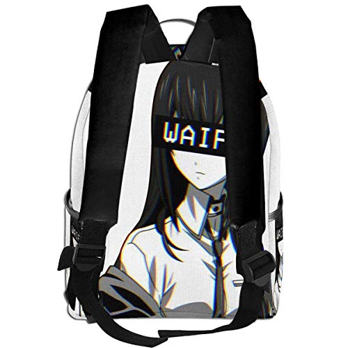 IUBBKI Mochila lateral negra Mochilas informales Kurisu Waifu Student School Bag School Cycling Leisure Travel Camping Outdoor Backpack