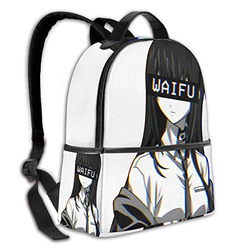 IUBBKI Mochila lateral negra Mochilas informales Kurisu Waifu Student School Bag School Cycling Leisure Travel Camping Outdoor Backpack