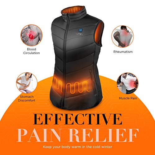 IUREK Chaleco Calefactable Mujer ZD932, Chaleco Térmico Impermeable y Lavable con Banco de Energía 10000 mAh, 3 Temperatura Ajustable, 4 Zonas de Calefacción para Deporte Outdoor, Trabajo en Invierno