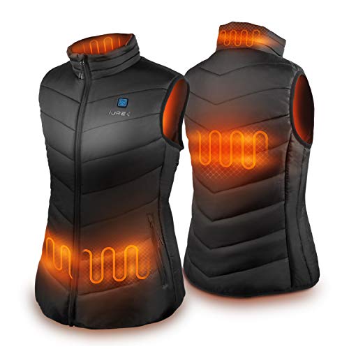 IUREK Chaleco Calefactable Mujer ZD932, Chaleco Térmico Impermeable y Lavable con Banco de Energía 10000 mAh, 3 Temperatura Ajustable, 4 Zonas de Calefacción para Deporte Outdoor, Trabajo en Invierno