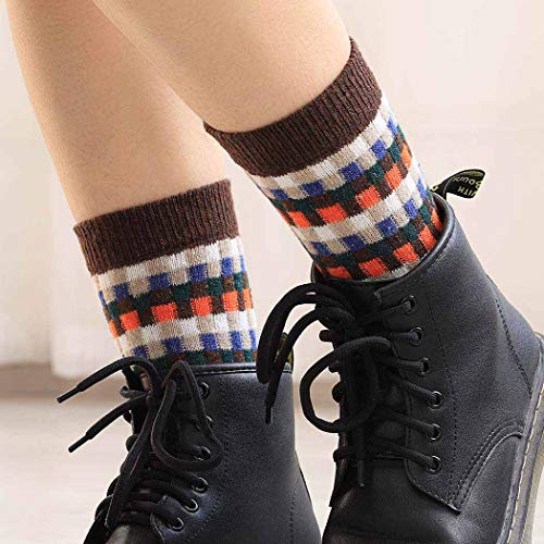 IYOU Calcetines de lana vintage para mujer, color azul, acogedor, de lana, étnico, para invierno, al aire libre, senderismo, para mujeres y hombres (3 pares)