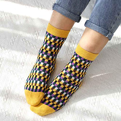 IYOU Calcetines de lana vintage para mujer, color azul, acogedor, de lana, étnico, para invierno, al aire libre, senderismo, para mujeres y hombres (3 pares)