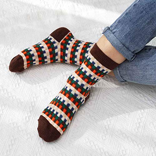 IYOU Calcetines de lana vintage para mujer, color azul, acogedor, de lana, étnico, para invierno, al aire libre, senderismo, para mujeres y hombres (3 pares)