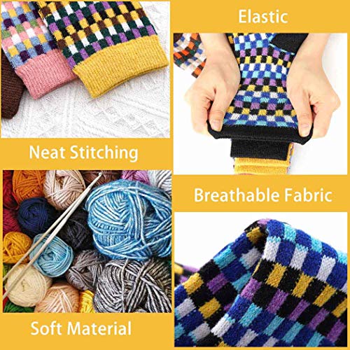 IYOU Calcetines de lana vintage para mujer, color azul, acogedor, de lana, étnico, para invierno, al aire libre, senderismo, para mujeres y hombres (3 pares)