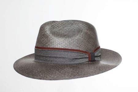 Jack Carrera Delux - Sombrero Panamá para hombre/mujer – Sombrero de 100% fibra de paja natural – Ala 7 cm – Sombrero Panamá original de Ecuador – Primavera/Verano – Calidad Fino 4-5 gris XL