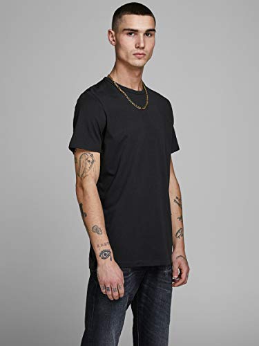 Jack & Jones Jacbasic Crew Neck tee SS 2 Pack Camiseta, Negro (Black Black), Large (Pack de 2) para Hombre