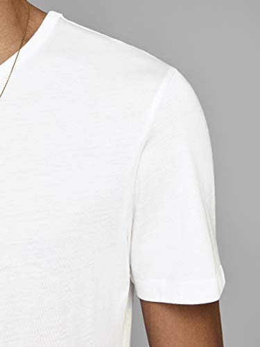 Jack & Jones Jacbasic V-Neck tee SS 2 Pack Camiseta, Blanco (White White), Large (Pack de 2) para Hombre