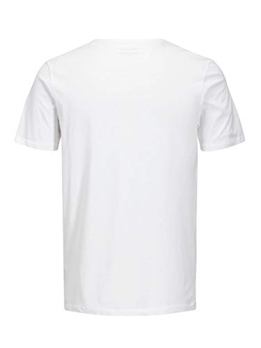 Jack & Jones Jacbasic V-Neck tee SS 2 Pack Camiseta, Blanco (White White), Large (Pack de 2) para Hombre