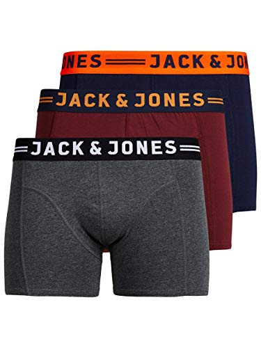 JACK & JONES JACLICHFIELD TRUNKS 3 PACK, Bóxer Hombre, Multicolor (Burgundy), Medium