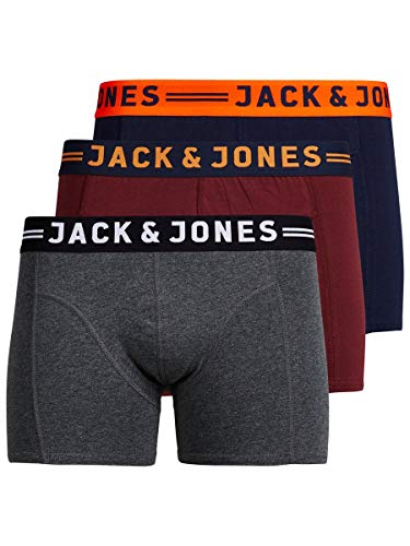 JACK & JONES JACLICHFIELD TRUNKS 3 PACK, Bóxer Hombre, Multicolor (Burgundy), XX-Large