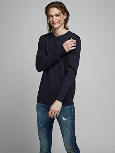 Jack & Jones Jjebasic Knit Crew Neck Noos suéter, Azul (Navy Blazer), Medium para Hombre