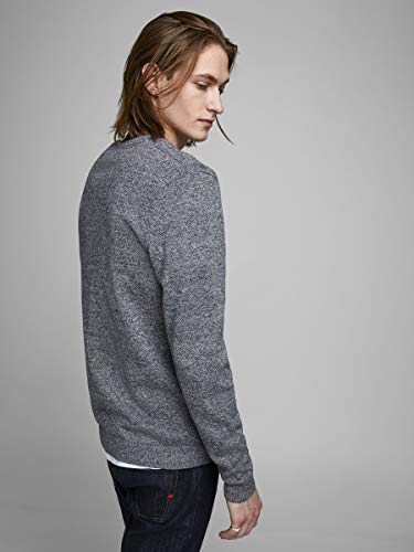 Jack & Jones Jjebasic Knit V-Neck Noos suéter, Gris (Navy Blazer Detail: Twisted with Jet Stream), Small para Hombre