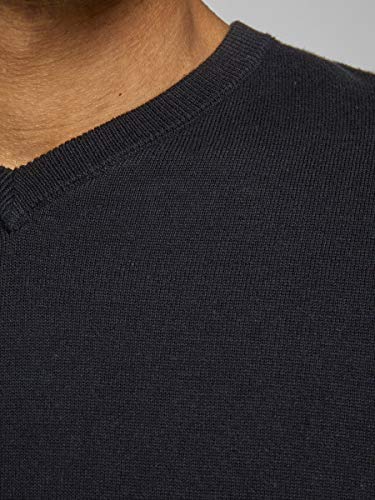 Jack & Jones Jjebasic Knit V-Neck Noos suéter, Negro (Black Black), Medium para Hombre