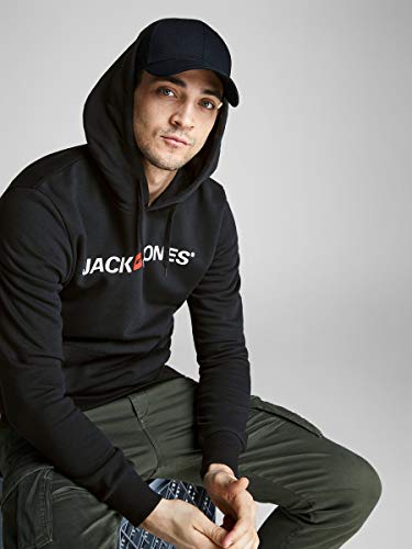 Jack & Jones Jjecorp Logo Sweat Hood Noos Capucha, Negro (Black Detail:Reg Fit), X-Large para Hombre