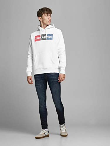 Jack & Jones JJECORP Logo Sweat Hood Noos Sudadera con Capucha, White/Detail: Play/Reg, L Regular para Hombre