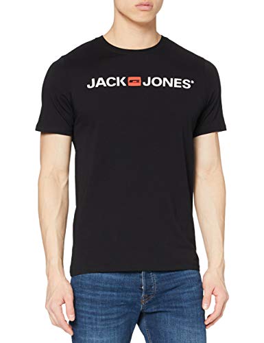 Jack & Jones Jjecorp Logo tee SS Crew Neck Noos Camiseta, Negro (Black Detail: Slim Fit), Medium para Hombre