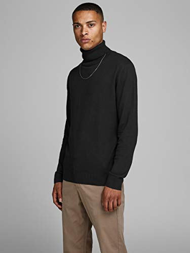 Jack & Jones Jjeemil Knit Roll Neck Noos Camiseta Cuello Alto, Negro (Black Black), Large para Hombre