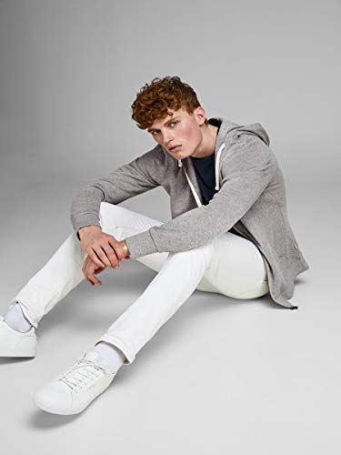 Jack & Jones Jjeholmen Sweat Zip Hood Noos Sudadera, Gris (Light Grey Melange), X-Large para Hombre