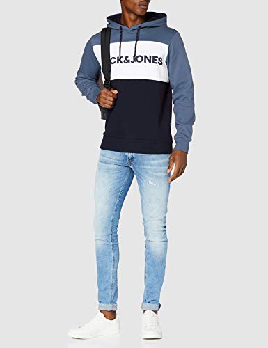 JACK & JONES JJELOGO Blocking Sweat Hood STS Sudadera con capucha, Azul (China Blue), XL para Hombre