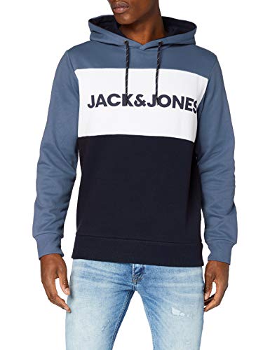 JACK & JONES JJELOGO Blocking Sweat Hood STS Sudadera con capucha, Azul (China Blue), XL para Hombre