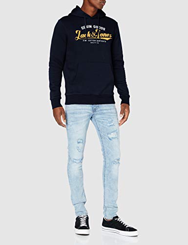 Jack & Jones JJELOGO Sweat Hood 2 Col 20/21 Noos Sudadera con Capucha, Azul Marino, S para Hombre