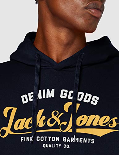 Jack & Jones JJELOGO Sweat Hood 2 Col 20/21 Noos Sudadera con Capucha, Azul Marino, S para Hombre