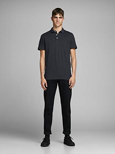Jack & Jones Jjepaulos Polo SS Noos, Gris (Dark Grey Melange Detail: Slim Fit - Melange), Large para Hombre