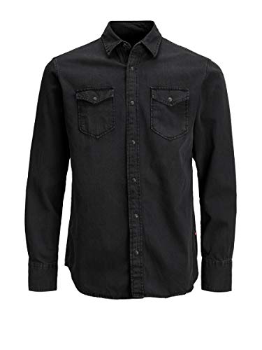 Jack & Jones Jjesheridan Shirt L/s Camisa Vaquera, Negro (Black Denim Fit:Slim), X-Large para Hombre