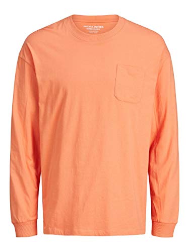 Jack & Jones JORBRINK tee LS Crew Neck Sudadera, Coral, X-Large para Hombre