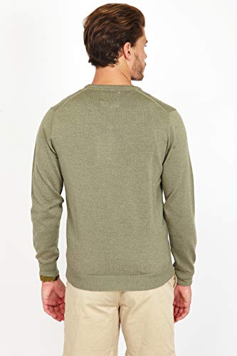 Jack Stuart - Jersey con Cuello en Pico para Hombre, 100% Lana de Merino - Verde Claro, S