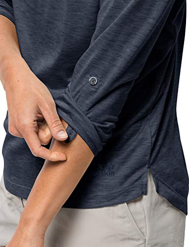 Jack Wolfskin Mujer Coral Coast 3/4 Camiseta Damen 3/4 Camisa, Mujer, 1806531, Azul Oscuro, XL